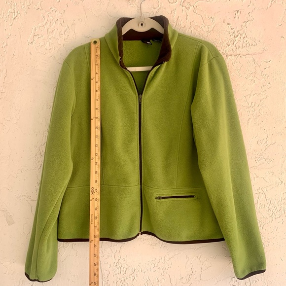 ELEMENTS G Fleece Jacket, 100% Poly, Zip Front. Green w/ Brown Edging womens XL - Picture 7 of 7